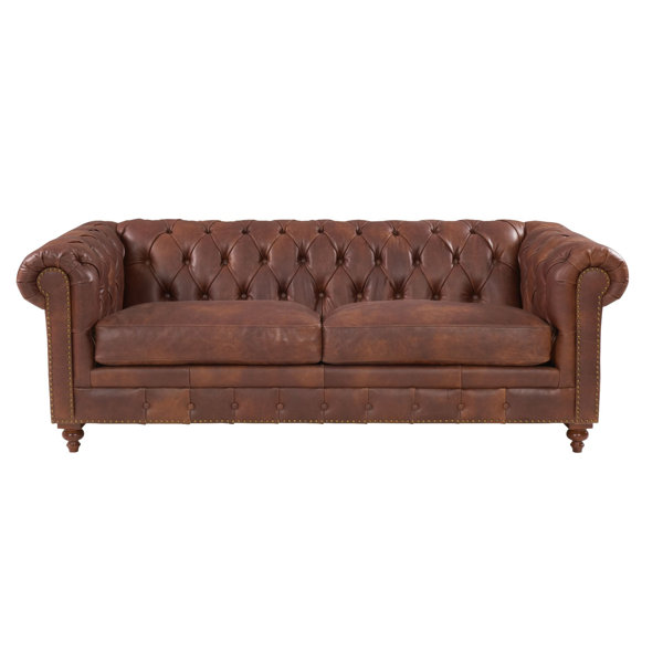 Rosalind Wheeler Sofa Sanabria aus Echtleder | Wayfair.de